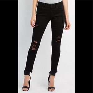 Refuge mid-rise distressed skinny jeans